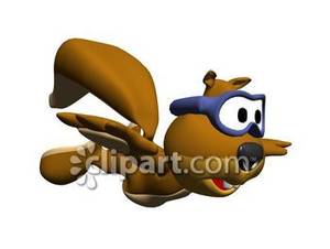 Cartoon Flying Squirrel   Royalty Free Clipart Picture