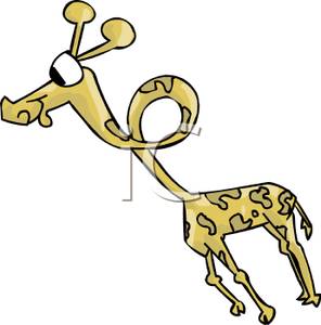 Cartoon Giraffe With A Twisted Neck   Royalty Free Clipart Picture