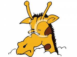 Cartoon Giraffe With Head In The Clouds   Royalty Free Clipart Picture