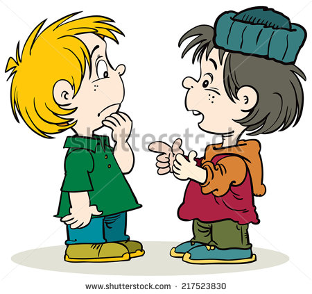 Cartoon Illustration Of Two Boys Talking   Stock Vector