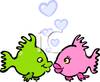 Cartoon Of Kissing Fish   Royalty Free Clipart Picture
