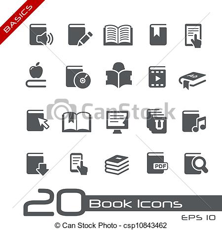 Clip Art Vector Of Book Icons Basics Series   Vector Icons Set For