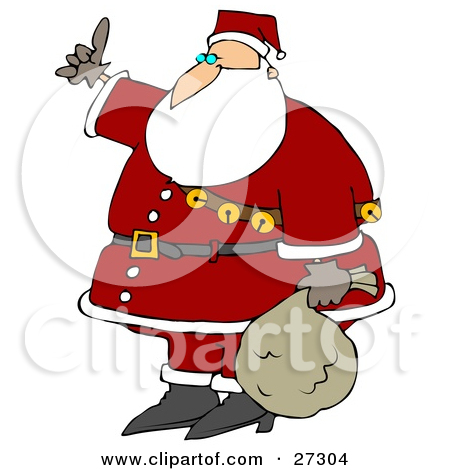Clipart Illustration Of Santa Wearing His Red Suit A Belt And A Sash