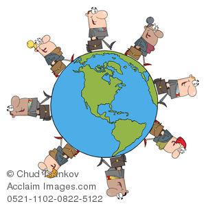 Clipart Image Of Businessmen And Woman Walking A Circle Around The    