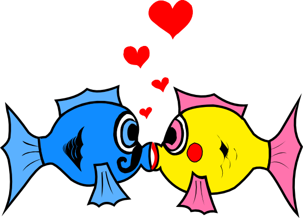 Kissing Fish With Hearts Clip Art At Clker Com   Vector Clip Art