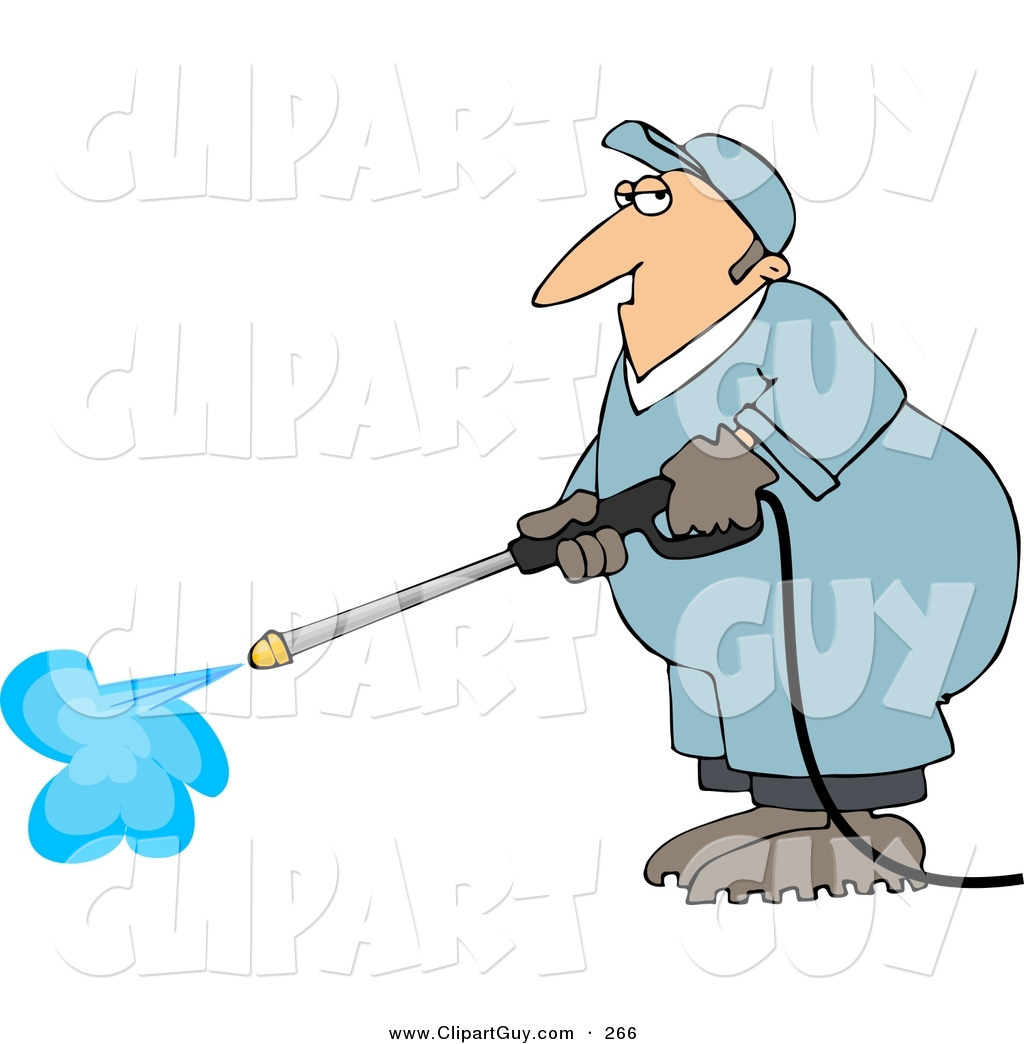 Larger Preview  Clip Art Of A Caucasian Male Worker Cleaning With A    