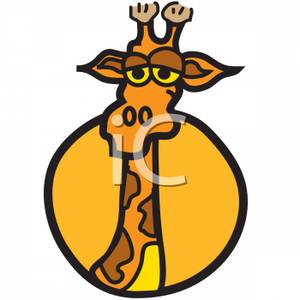 Morose Cartoon Giraffe   Royalty Free Clipart Picture