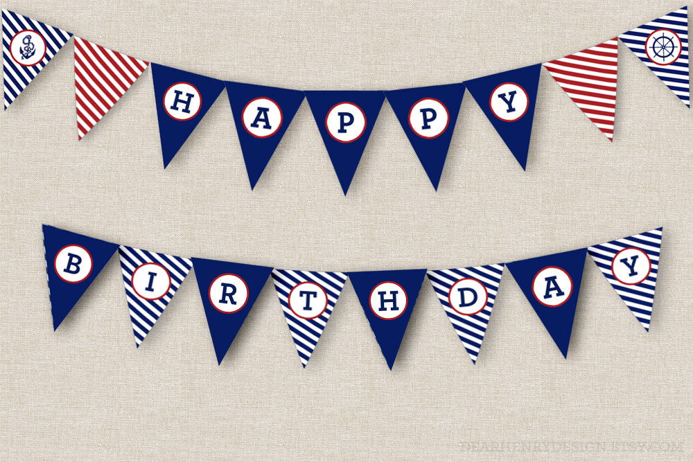 Nautical Birthday Banner Instant Download By Dearhenrydesign