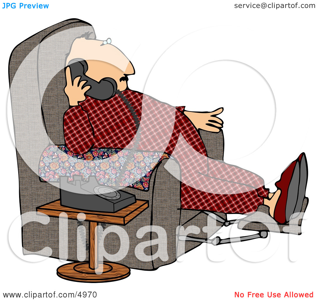 Overweight Couch Potato Man Talking On A Phone Clipart By Dennis Cox