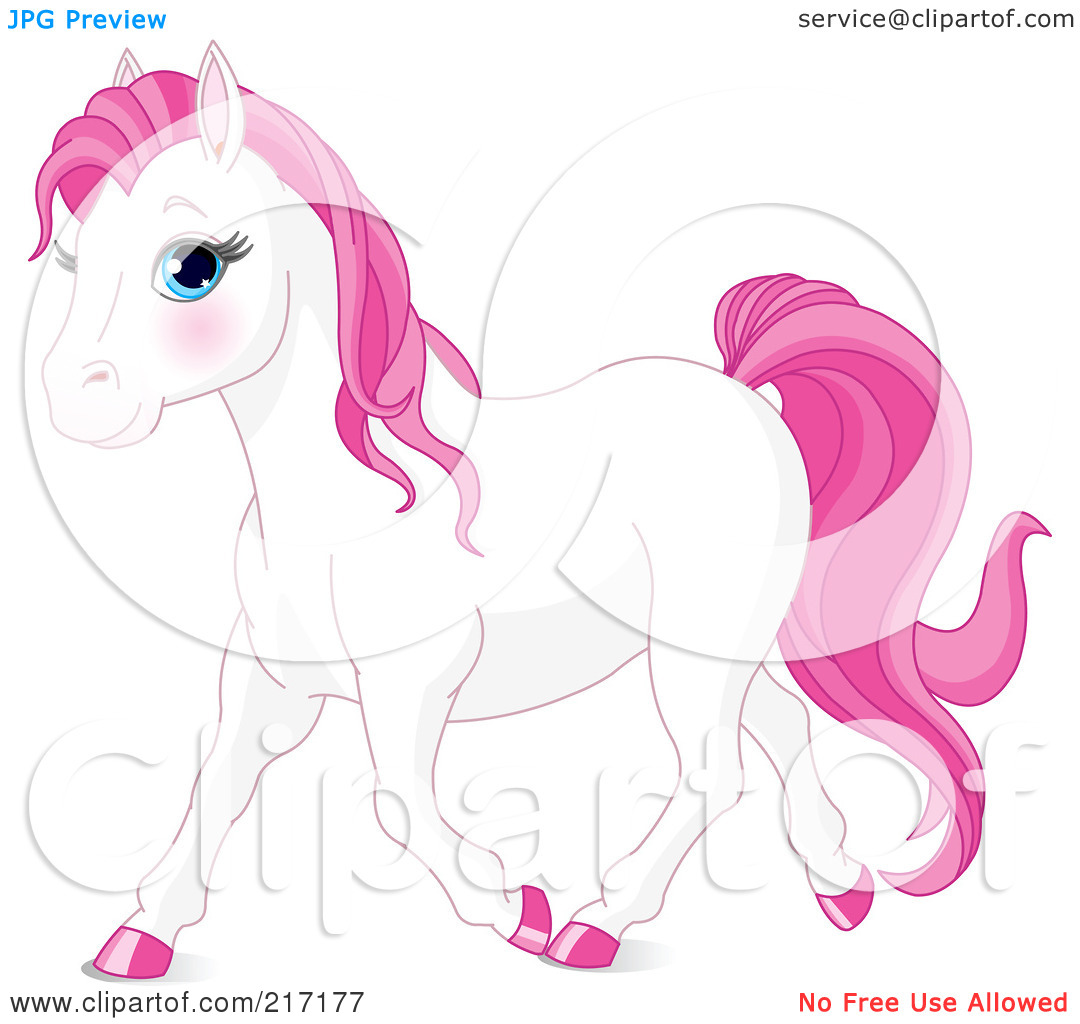 Royalty Free  Rf  Clipart Illustration Of A Cute White And Pink Horse