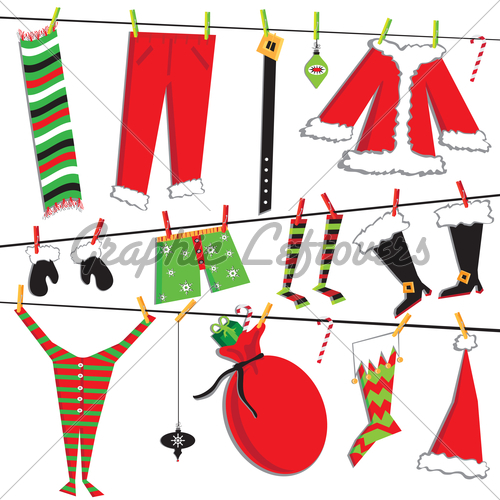 Santa S Christmas Clothesline Card   Gl Stock Images