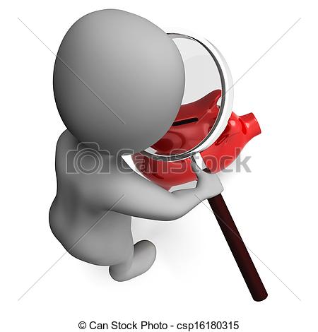 Stock Illustration   Piggy Bank And Character Showing Checking Savings