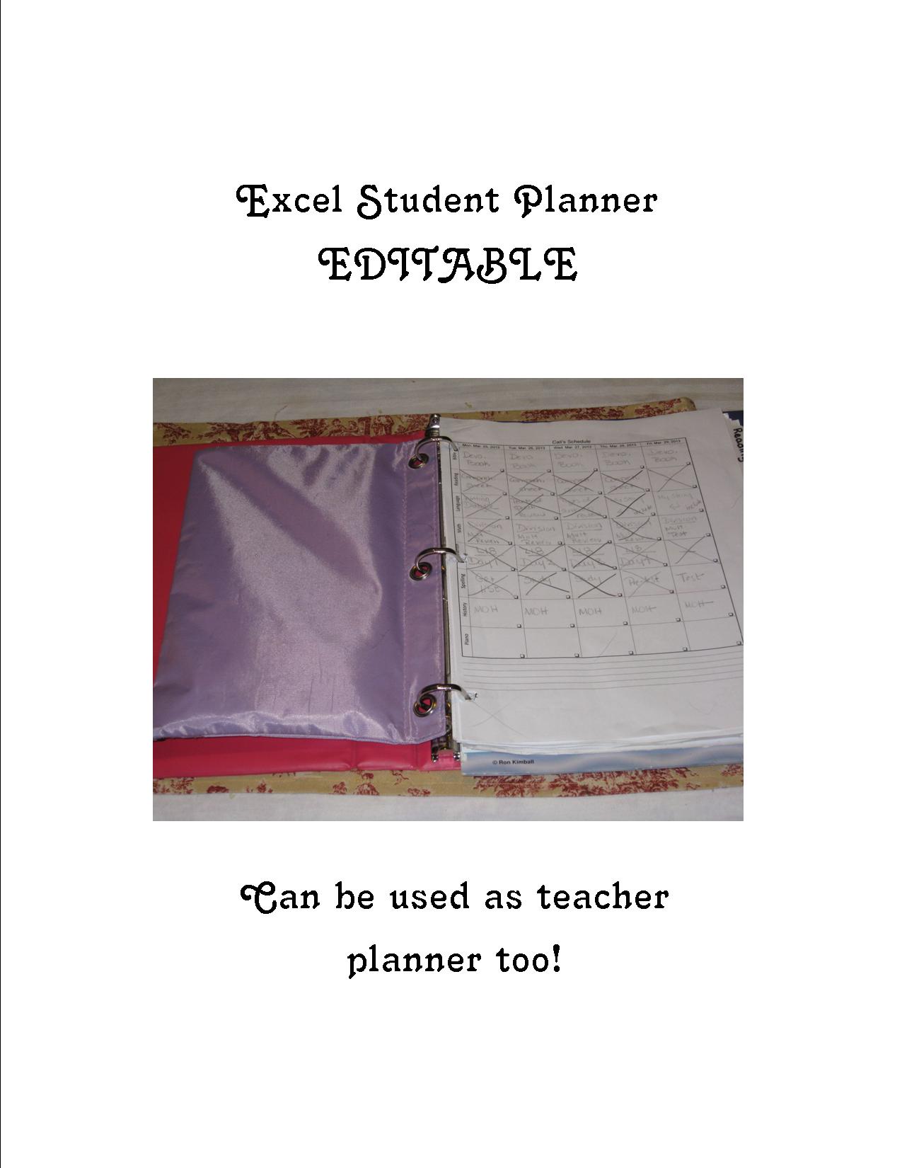 Student Planner Clipart Excel Student Planner Cover