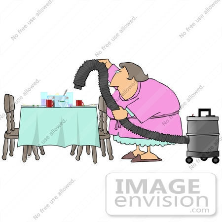 Suck Up The Dishes And Leftovers Off Of A Dinner Table Clipart  19381
