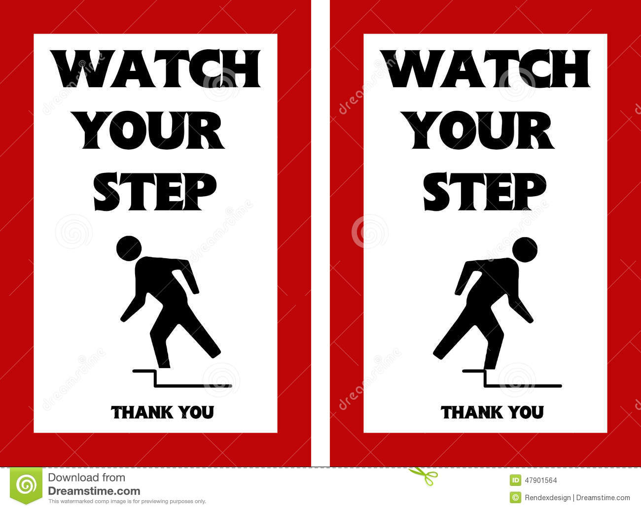 Watch Your Step Warning Sign Tripping Hazard Stock Illustration