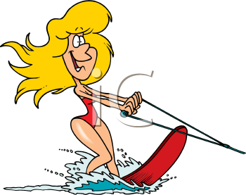 Waterskier Cartoon Clipart Image  Cartoon Girl Or Woman Waterskiing
