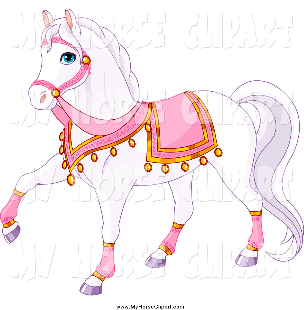 White Princess Horse With Pink Accessories Horse Clip Art Pushkin