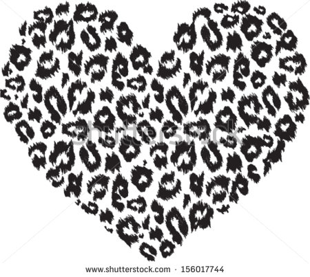 And White Heart With Leopard Print Texture Pattern   Stock Vector