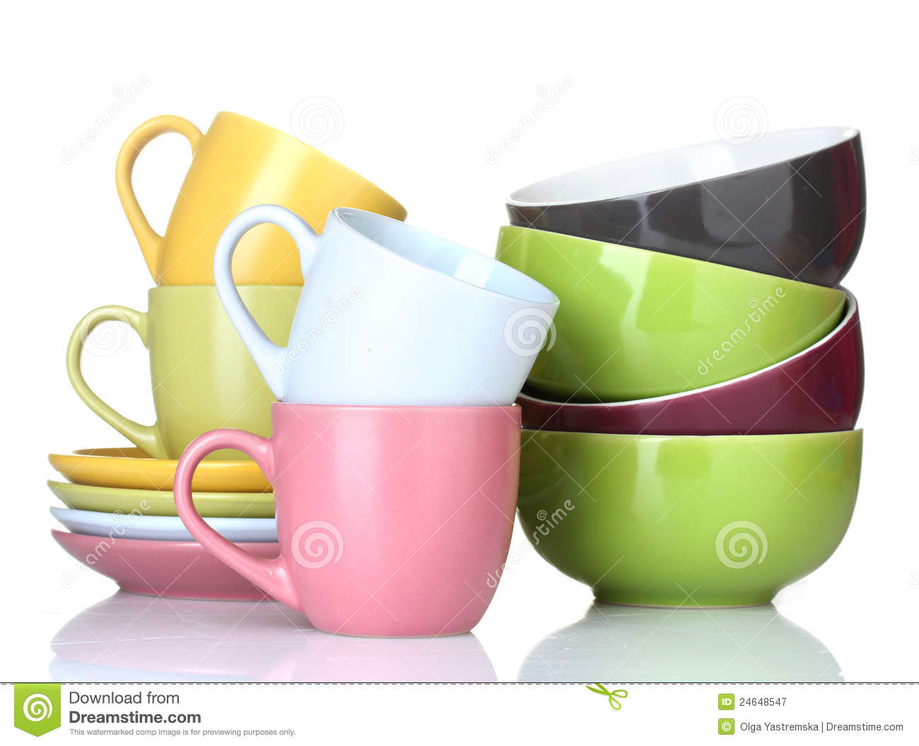 Bright Empty Bowls Cups And Plates Royalty Free Stock Photography    