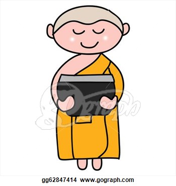 Buddhist Monk Cartoon Hand Drawn Illustration Drawing Clipart