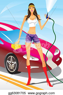 Car Wash With Sexy Fashion Model
