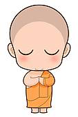 Cartoon Buddhist Monk Meditating Vector Illustration With