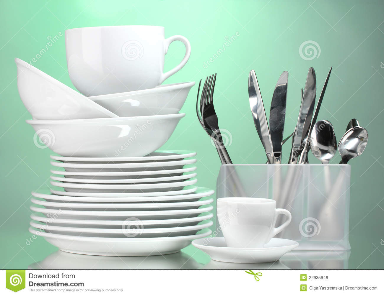 Clean Plates Cups And Cutlery Royalty Free Stock Image   Image    