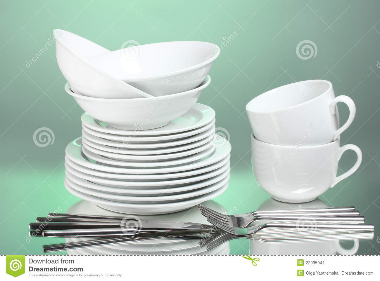 Clean Plates Cups And Cutlery Stock Image   Image  22935941