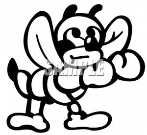 Clipart Image Of Black And White Fighting Hornet