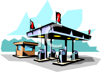 Full Service Gas Station   Royalty Free Clipart Picture