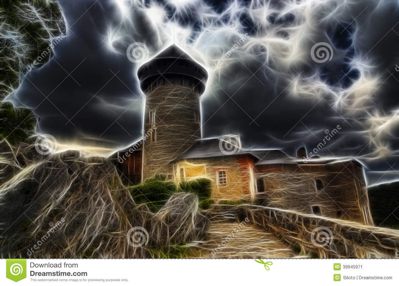 Haunted Castle In The Storm Stock Illustration   Image  39945971