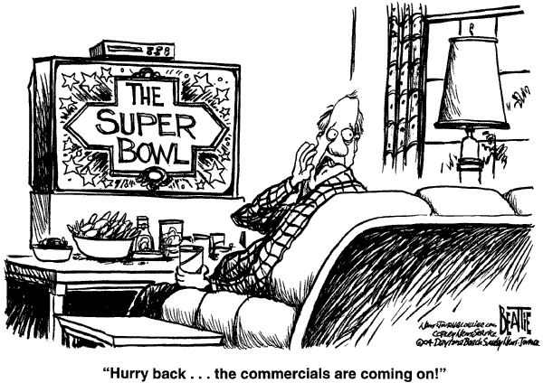 Hilarious Super Bowl Cartoon Comic Strip  The Super Bowl Is On And A