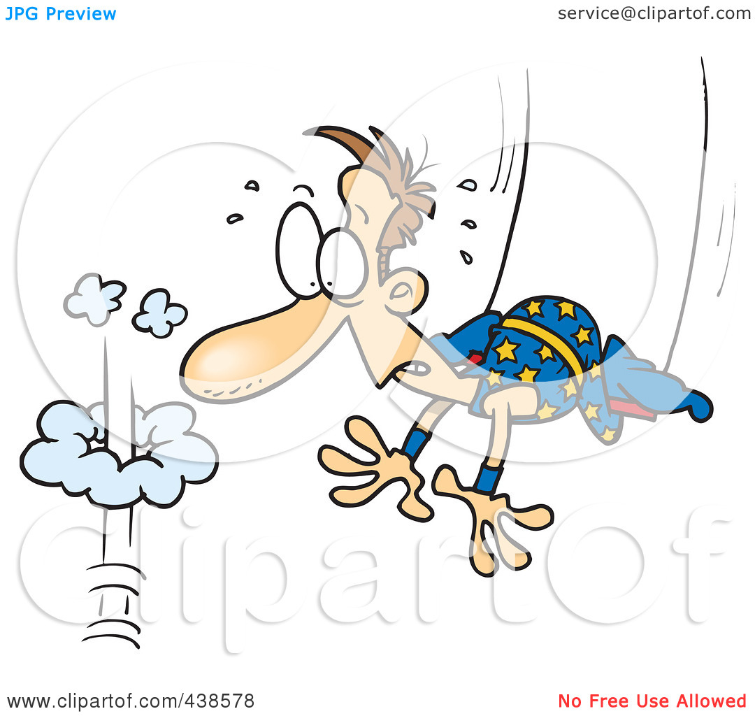Illustration Of A Cartoon Trapeze Artist Failing To Grab His Partner