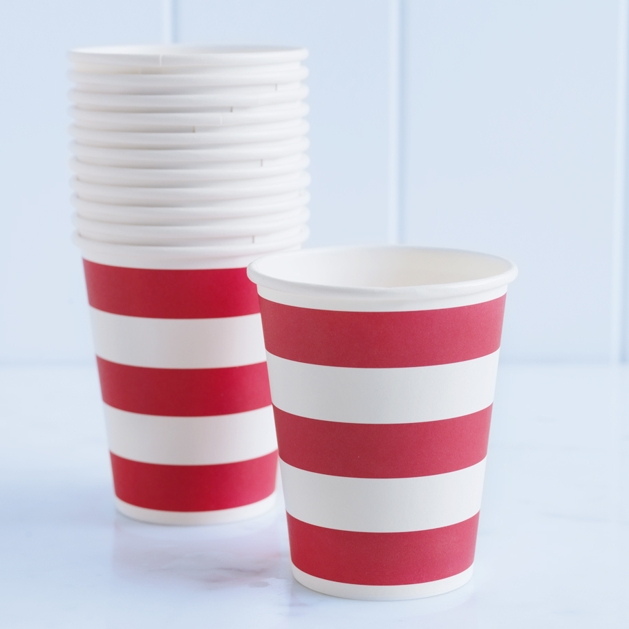 Paper Plates And Cups Striped Paper Cups Red