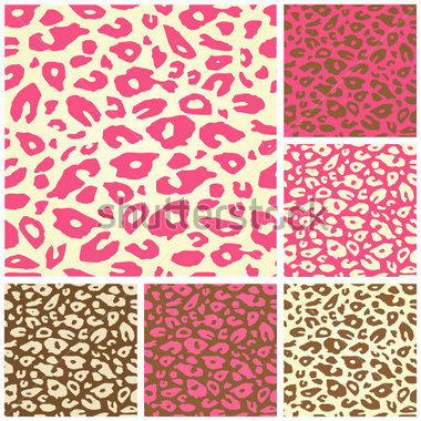 Pink Cheetah Print Seamless Pattern Set Vector Animal Background