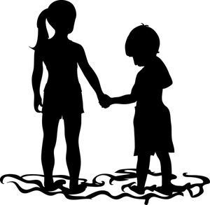Siblings Clipart Image   Silhouette Of A Brother And Sister Holding