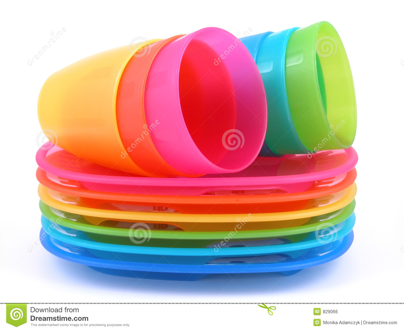 Stack Of Plastic Cups And Plates   Perfect For Picnic