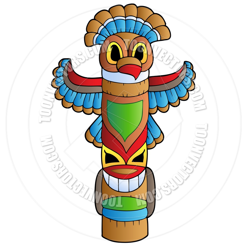 Tiki Totem Pole Clipart Cartoon Tall Indian Totem