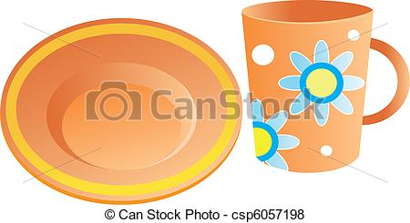 Vector Of Plates And Cups Csp6057198   Search Clip Art Illustration