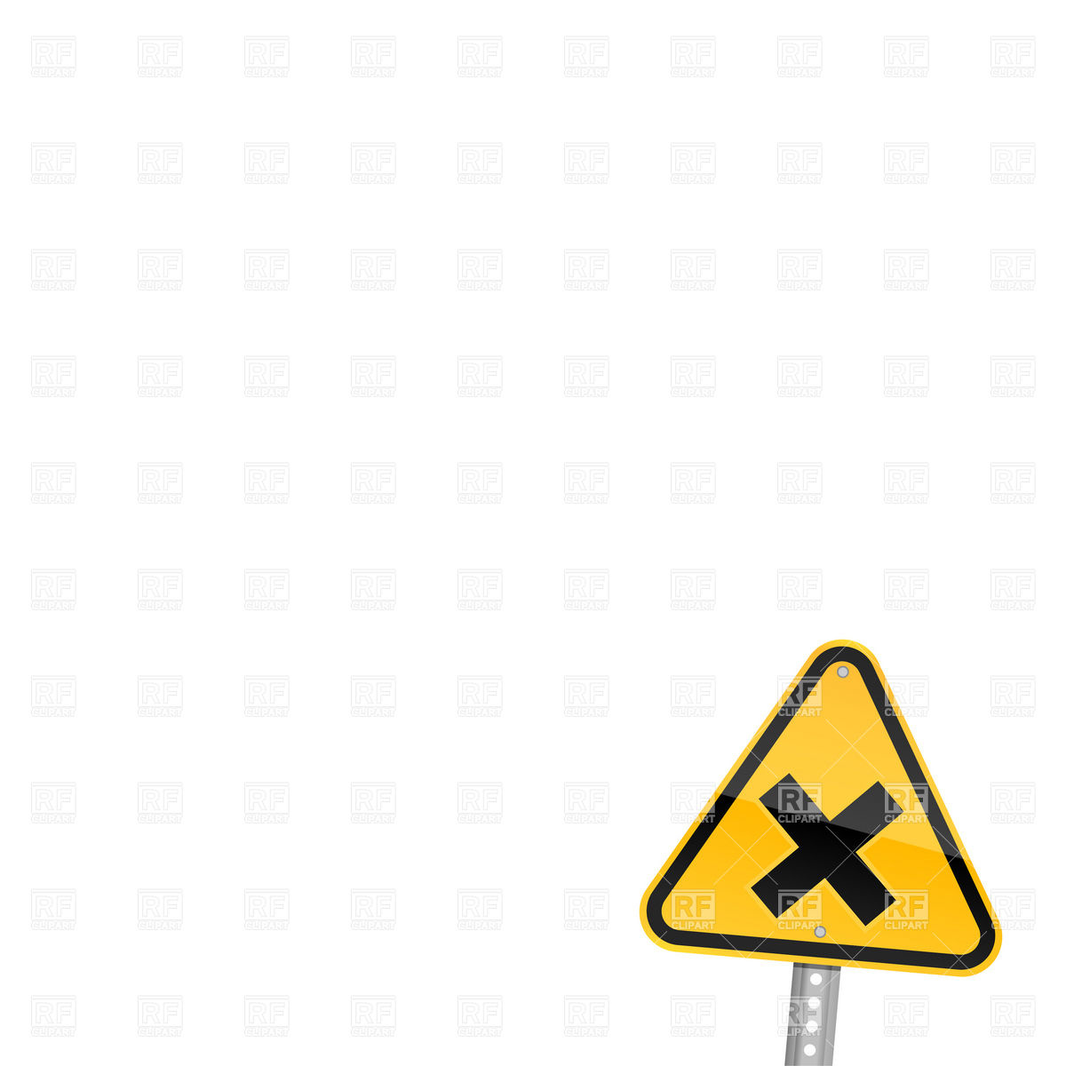Yellow Road Sign With Abrogation Cross Sign 16051 Signs Symbols