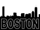Boston Skyline Black Silhouette On White   Clipart Graphic