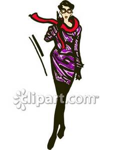 Chic Woman Wearing A Red Scarf Royalty Free Clipart Picture