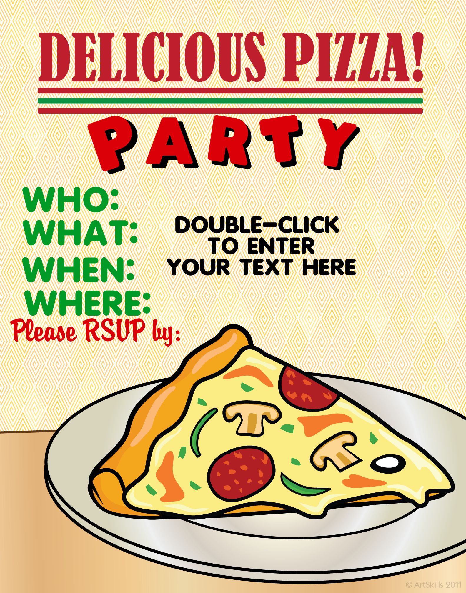 Create A Poster About Pizza Party   Party   Invitation Poster Ideas