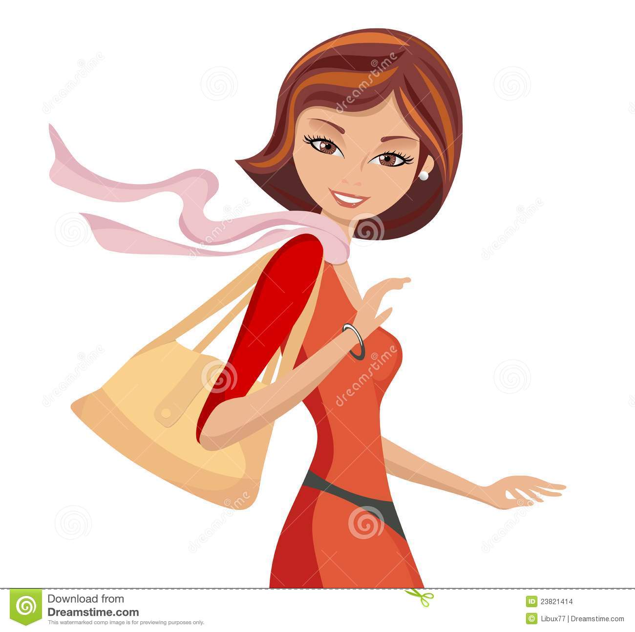 Fashionable Girl With A Handbag Walking Stock Images   Image  23821414