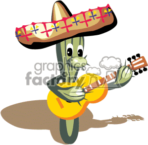 Guitar While Wearing A Sombrero Clipart Image Picture Art   369852