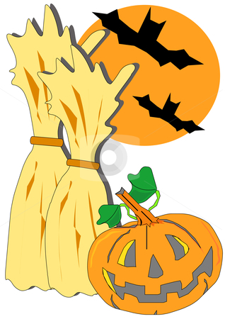 Halloween Scene Stock Vector Clipart Vector Illustration Of Fall