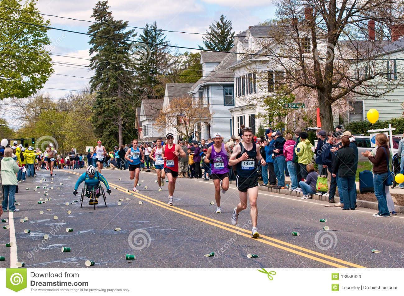    Mile Marker 10 In Natick Ma During The 114th Annual Boston Marathon
