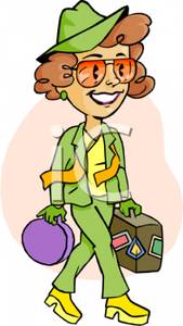 Of A Female Tourist Going On A Trip   Royalty Free Clipart Picture