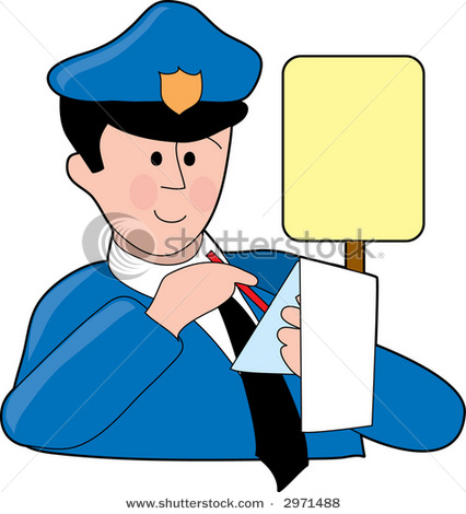 Policeman Writing A Traffic Ticket   Vector Clip Art Illustration