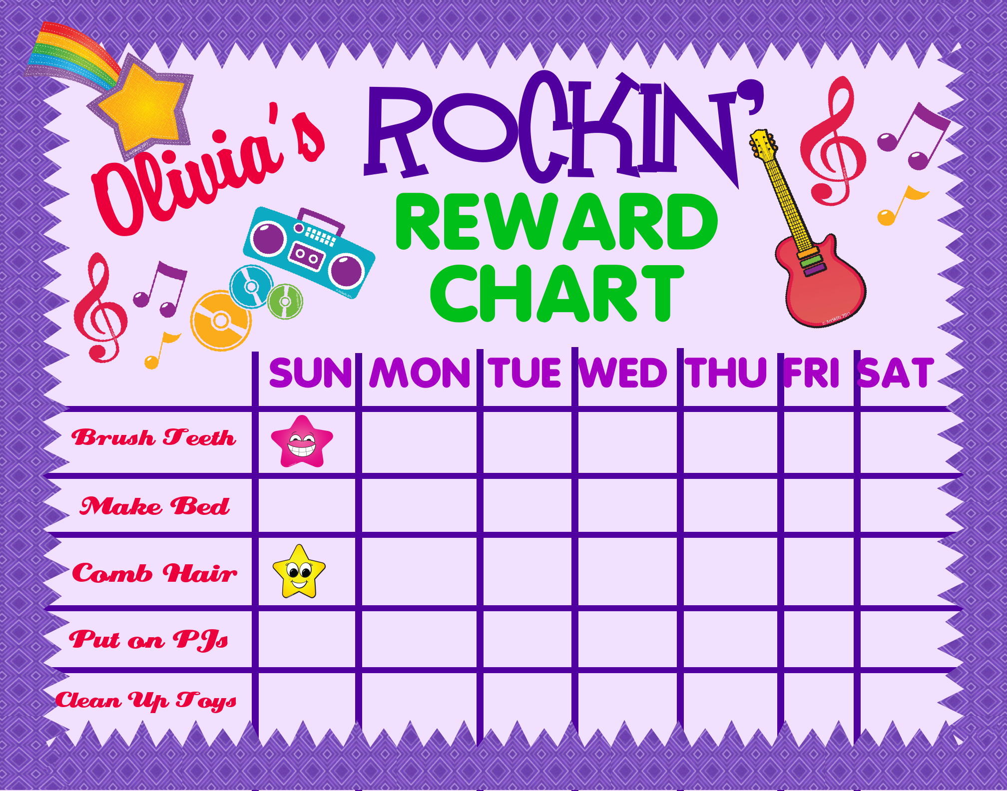 Rockin S Reward Chart